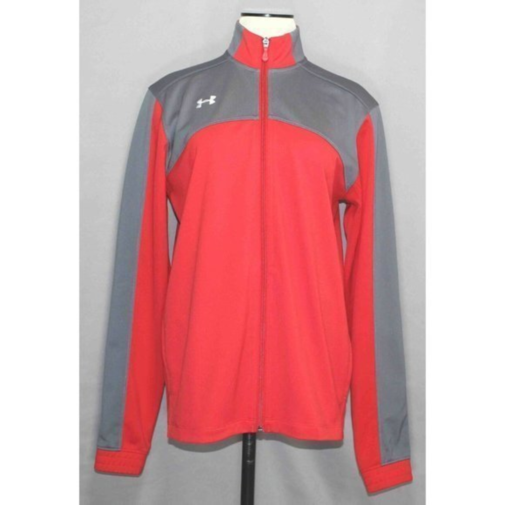 Under Armour Futbolista Red Gray Full Zip Jacket Women's Medium 1259052 Pockets